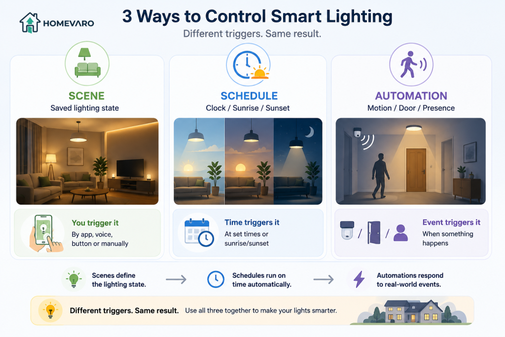 Smart lighting scene schedule and automation comparison
